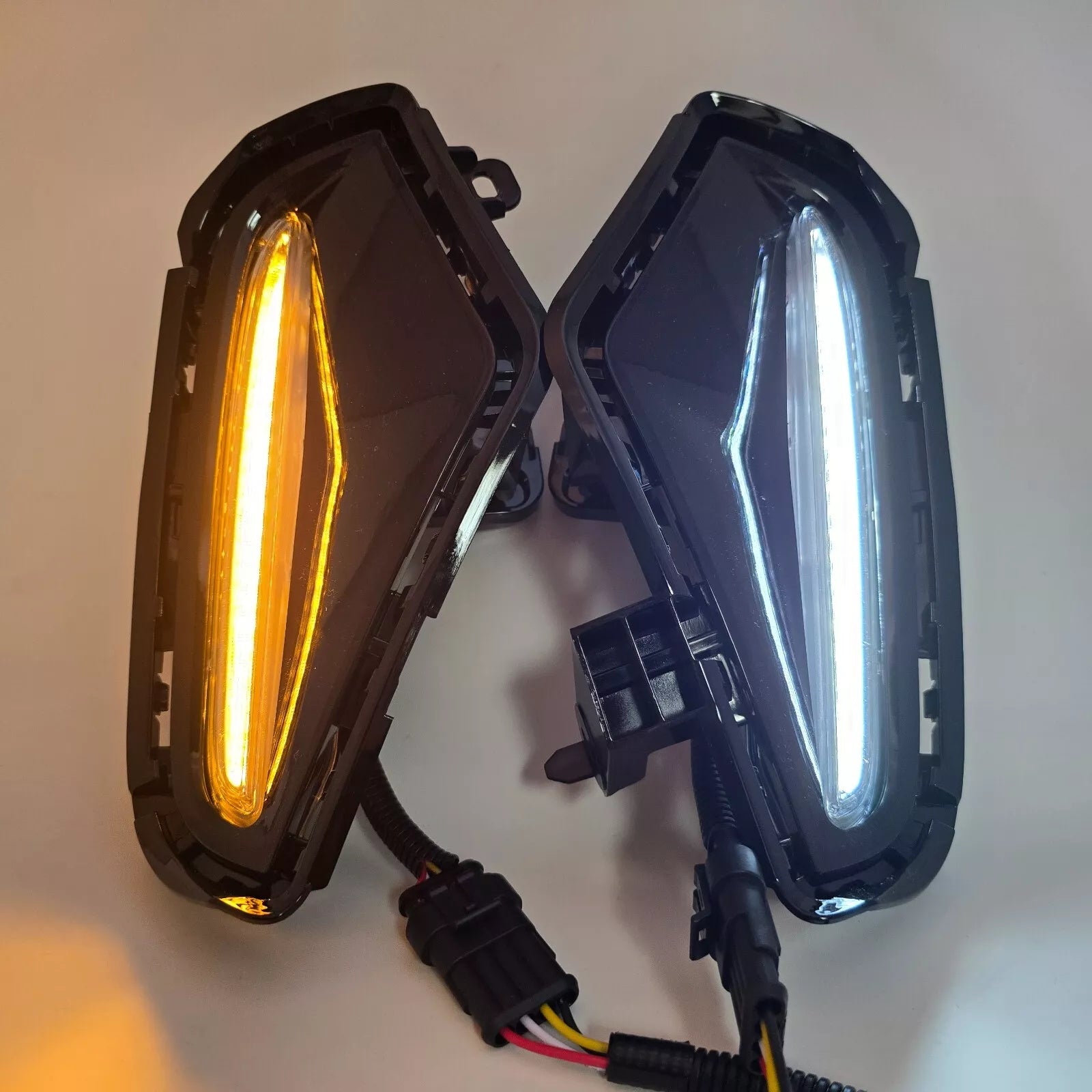Dual Color LED DRL Signal Fog Light Kit For 2019-2025 Toyota Rav4 LE XLE Hybrid SE XSE with Bezel Wire & Daytime Running Light Amber Turn Signal Light