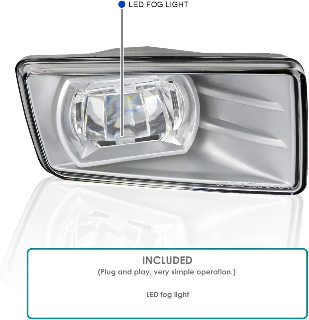 Built-in LED For 2007-2014 Chevrolet Tahoe with Off Road Package Model Only Front Bumper Clear Fog Driving Lights Set OEM# 22872763 / 22872762 /GM2593160 / GM2592160