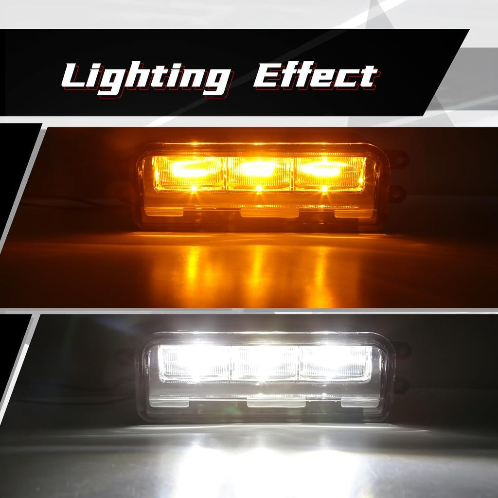 Clear Lens LED Fog Light Kit For 2022-2025 Toyota Tundra with Wires Switch Relay Dual-Colors With Additional Signal Light Functi