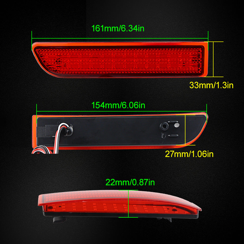 Red Lens 39-SMD LED Rear Bumper Reflector Tail Brake Light For 2008-2014 Scion xD/2006-2012 Toyota RAV4