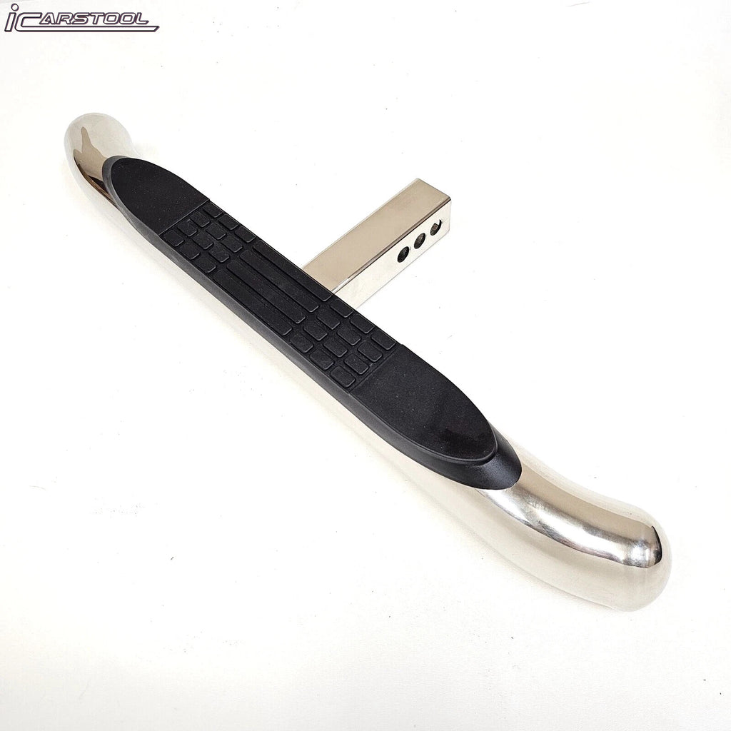 For 2" Receiver Truck RV SUV Heavy Duty Steel Tow Hitch Step Bar Bumper Guard Protect Chrome 28x3 Polish Anti Slip Pad Round Curved Ends