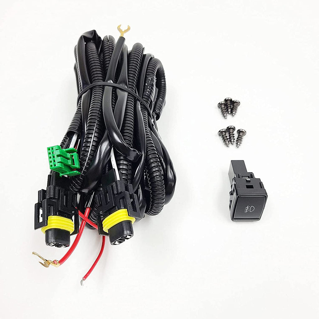Clear Lens LED Fog Lights Kit For 2018-2021 Nissan Leaf with Wires Switch Relay 6000K White OEM#261558995A, 261508995A/NI2592139, NI2593139
