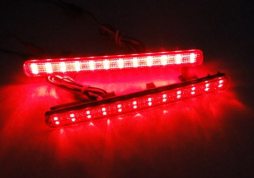 For 2009-2014 Acura TSX Red Lens 48-LED Rear Bumper Reflector Brake Lights Lamps