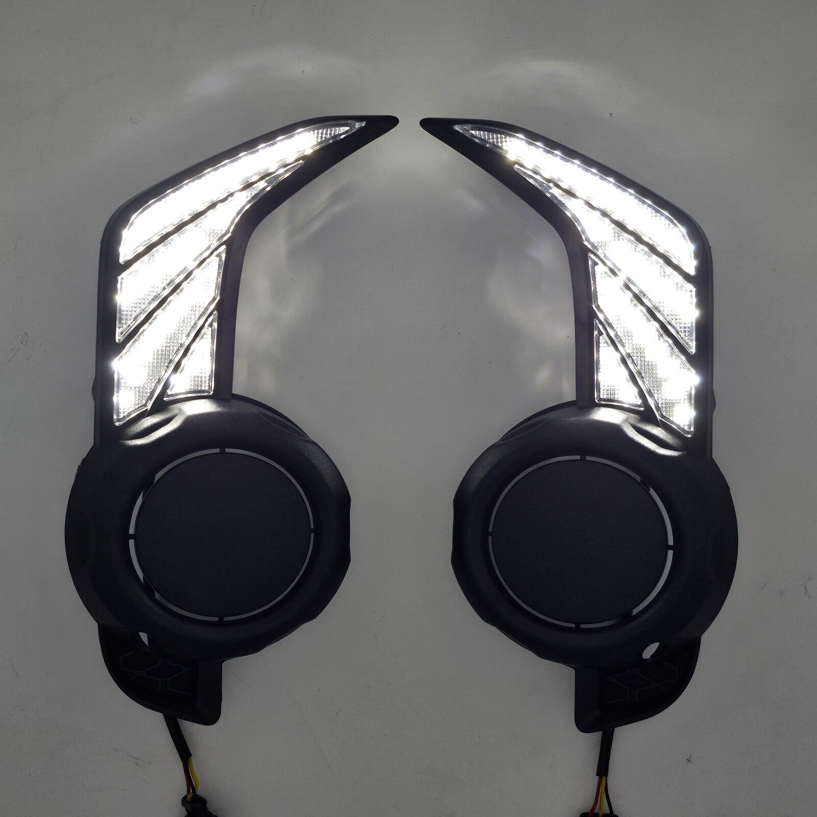 LED White DRL Amber Signal Fog Lights And Bezel Set For 2014-2023 Toyota 4Runner SR5 Base TRD Trail Sport OEM#5212735100, 5212835080 8121012230, 8122012230 TO1038173, TO1039173 TO2593126, TO2592126