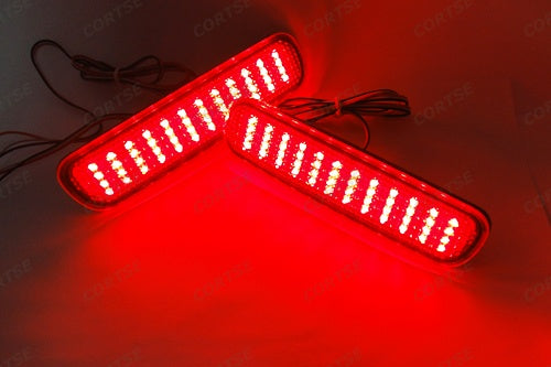 2x Red Bumper Reflector LED Tail Brake Stop Lights For 1998-2007 Toyota Land Cruiser / Land Cruiser Amazon / Land Cruiser Cygnus / 100-Series Cruisers