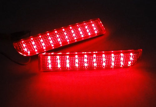 For 2008-2017 Mitsubishi Lancer EVO 2x Red Lens LED Bumper Reflect Brake Light Lamps