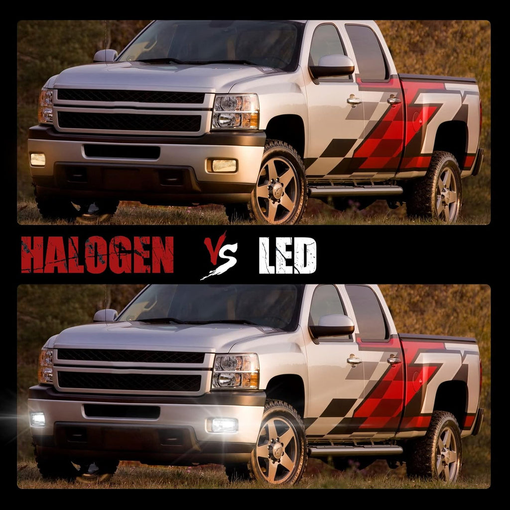 Built-in LED For 2008-2014 Chevrolet Silverado 2500HD  Front Bumper Clear Fog Driving Lights Set OEM# 22872763 / 22872762 /GM2593160 / GM2592160