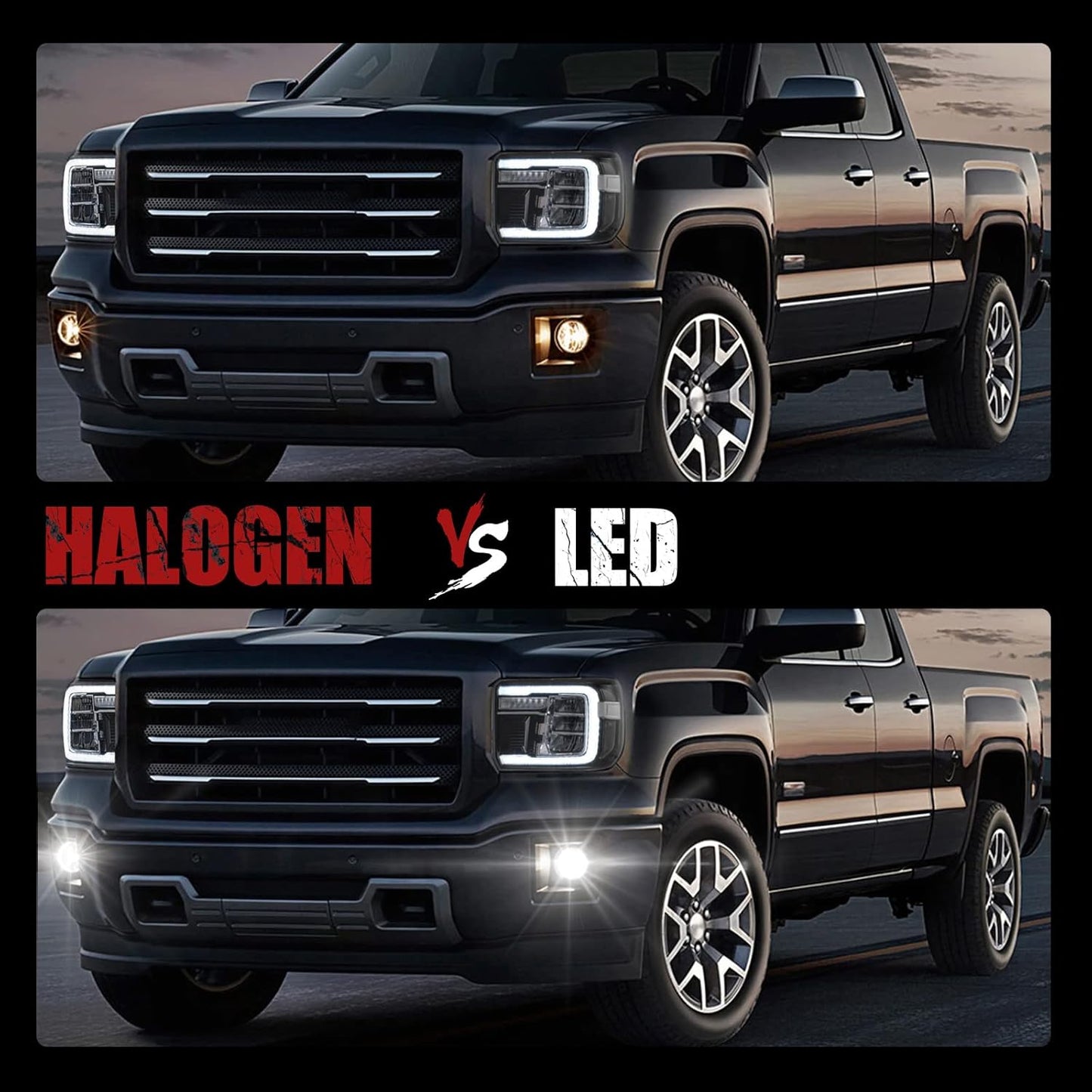 For 2014-2015 GMC Sierra with Built-in LED Front Bumper Clear Fog Driving Lights Bezel Pair OEM#15839896 /22902335 /22902334