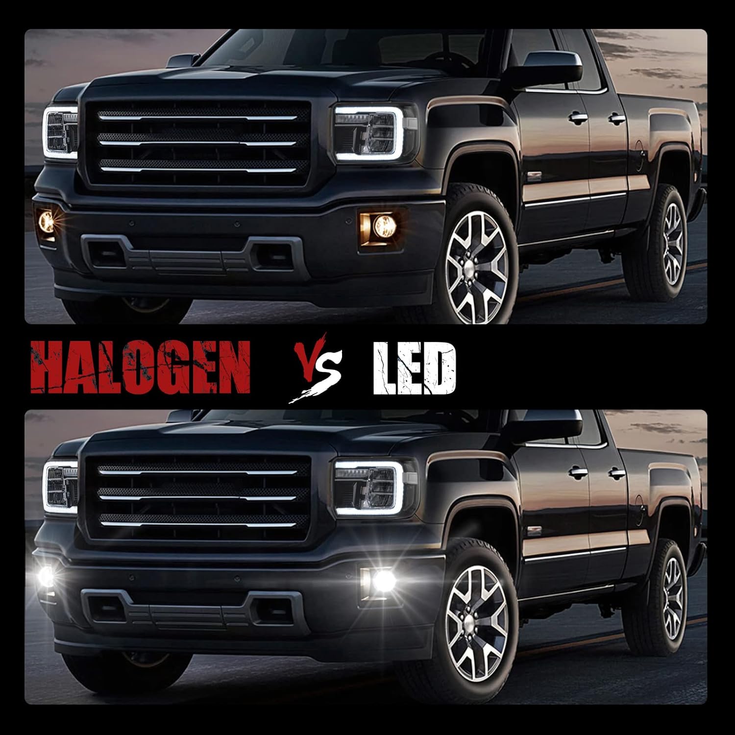 For 2014-2015 GMC Sierra with Built-in LED Front Bumper Clear Fog Driving Lights Bezel Pair OEM#15839896 /22902335 /22902334