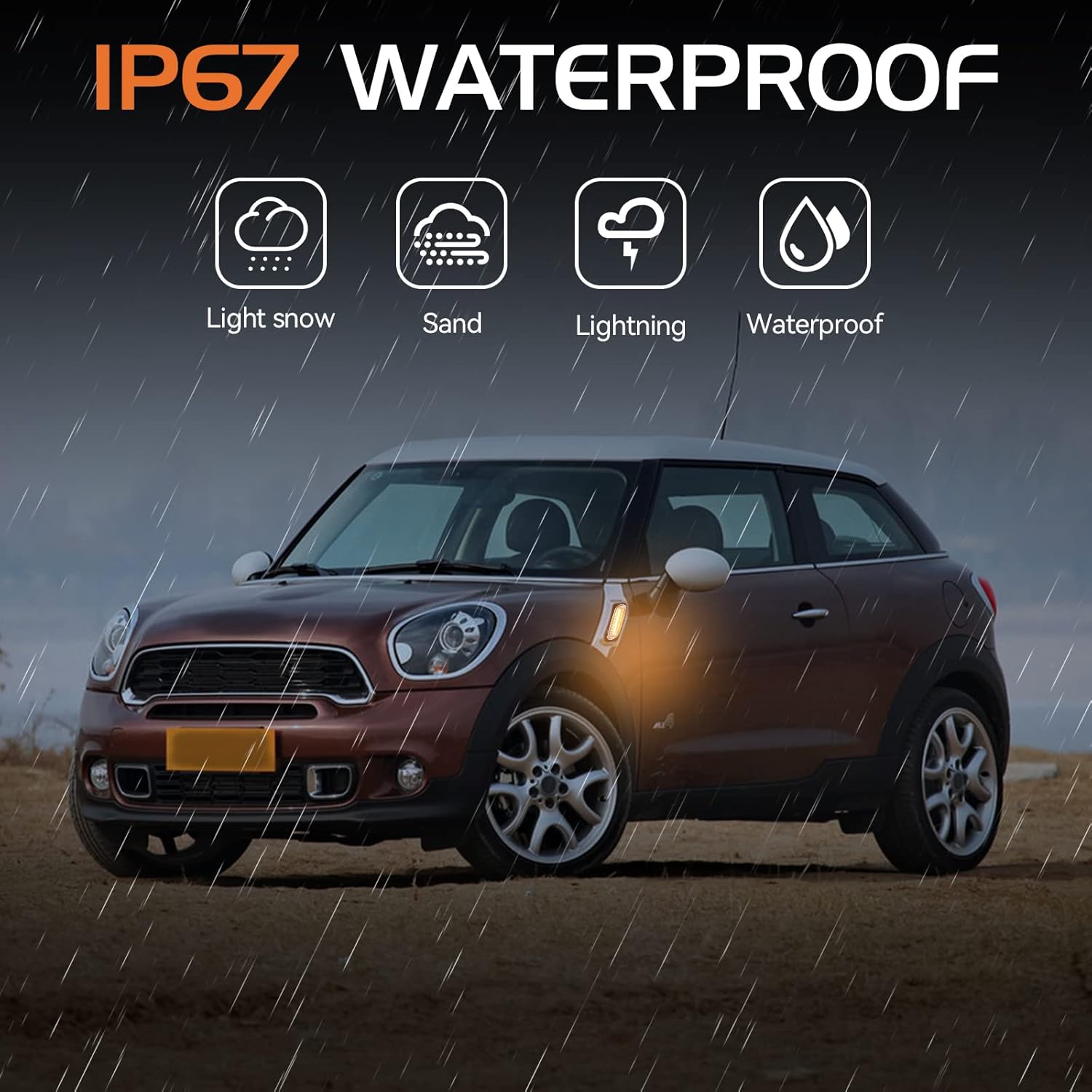 2x Clear Lens Amber LED Turn Signal Side Marker Lights For 2011 - 2017 Mini Cooper Countryman R60