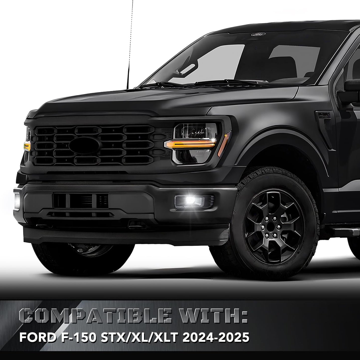 For 2024-2025 Ford F-150 F150 STX XL XLT LED Fog Light Kit with Switch Bezel Wire Bracket