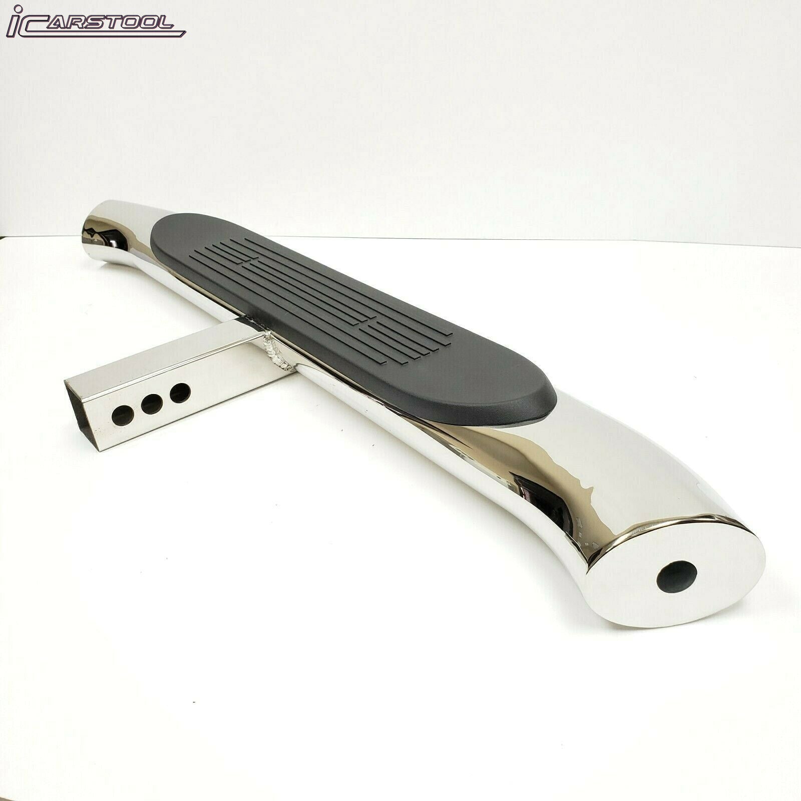 Universal Truck Trailer Rear Bumper Guard 36" Length x 3" Height x 4" Width Steel Towing Hitch Step Bar 2" Receiver Chrome 4" Oval Curved