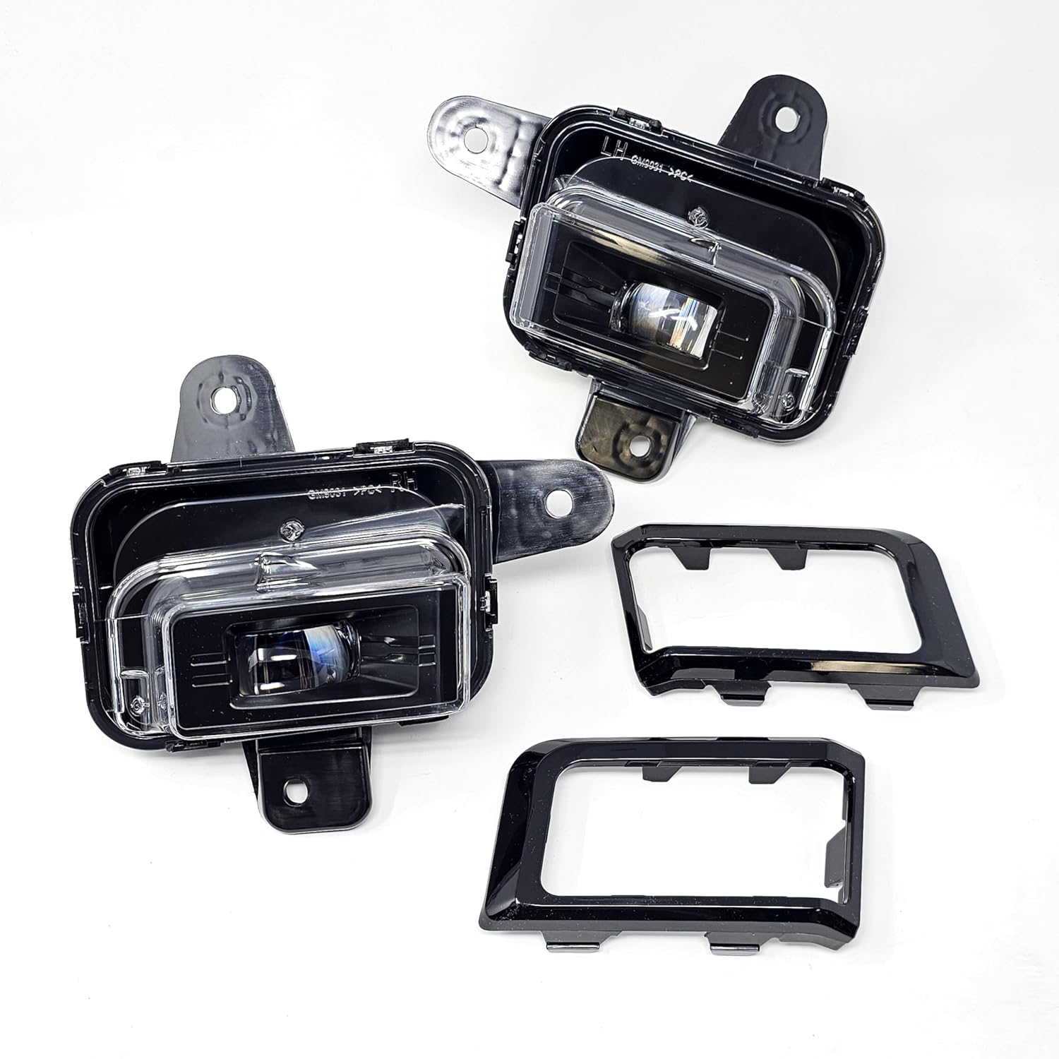 Clear Lens LED Fog Lights Kit For 2022 2023 2024 2025 GMC Sierra 1500  AT4 / DENALI / SLT / PRO / SLE / ELEVATION with Switch Wire Bezel White OEM#84550846 / 84550845 GM2593338 / GM2592338