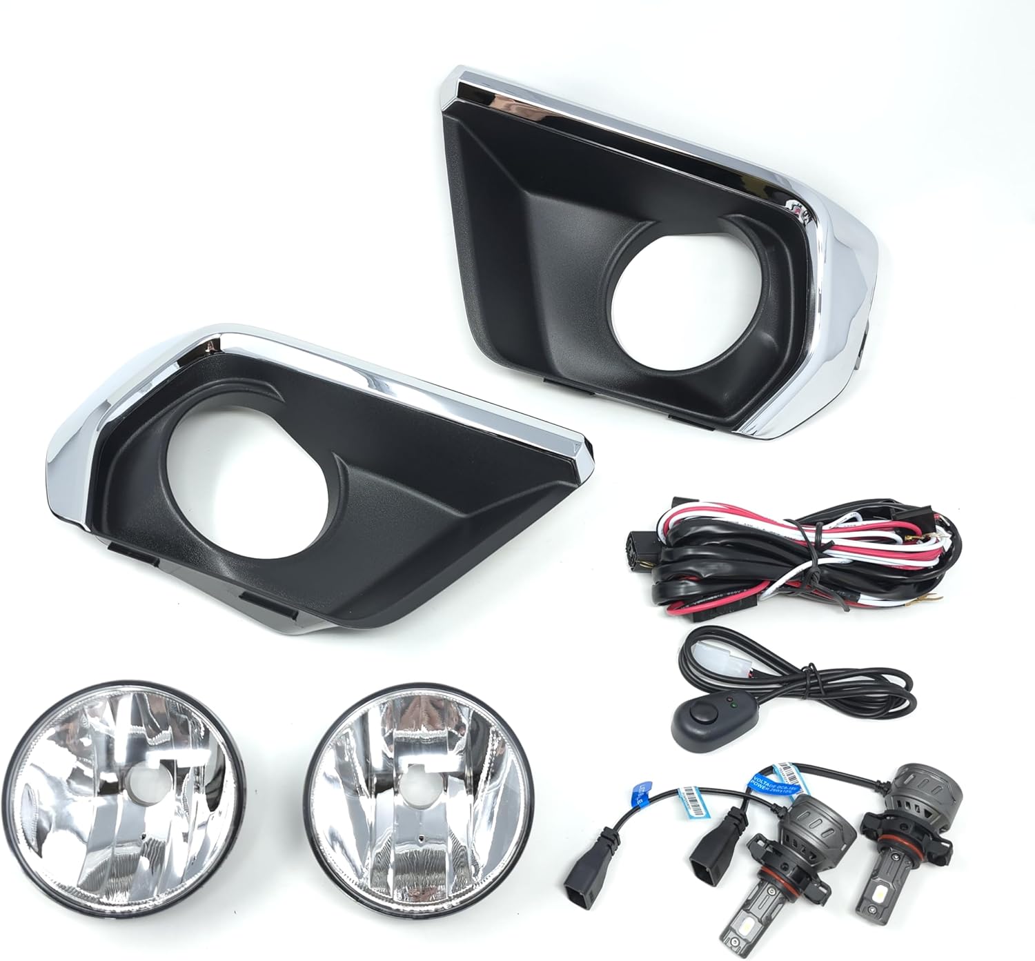 Clear Lens LED Fog Lights Kit For 2021-2022 Chevrolet Chevy Colorado with Wires Switch Chrome Bezel 5202 Bulbs Relay OEM# 15839896, GM2590104,84750570 / 84750569,GM1039271 GM1038271