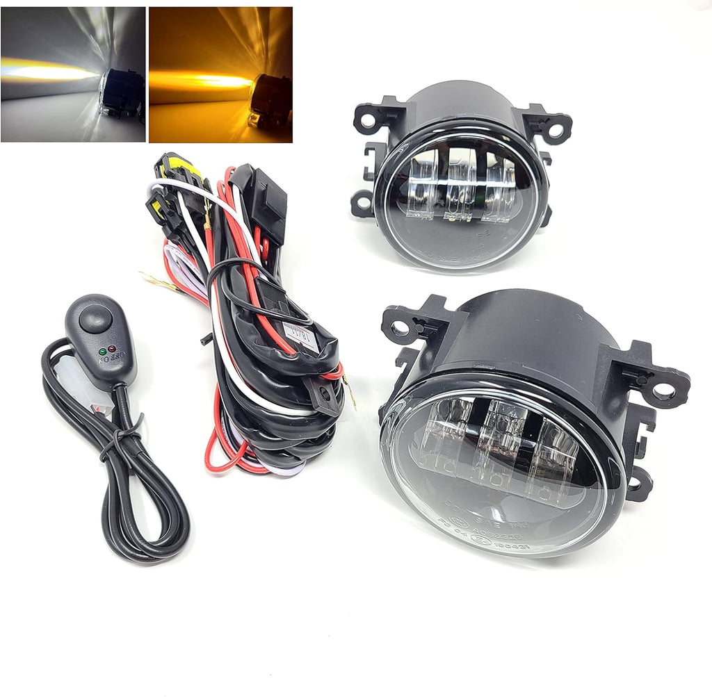 Clear Lens White / Amber LED Fog Lights Kit For 2013-2017 Acura ILX with Wire Switch OEM# 33900STKA11 / 4F9Z15200AA / 26154-EA500 / 84501AJ00A,XR837532 / AC2592111 / 3225-2050B / 990E0-65J36-000 ﻿