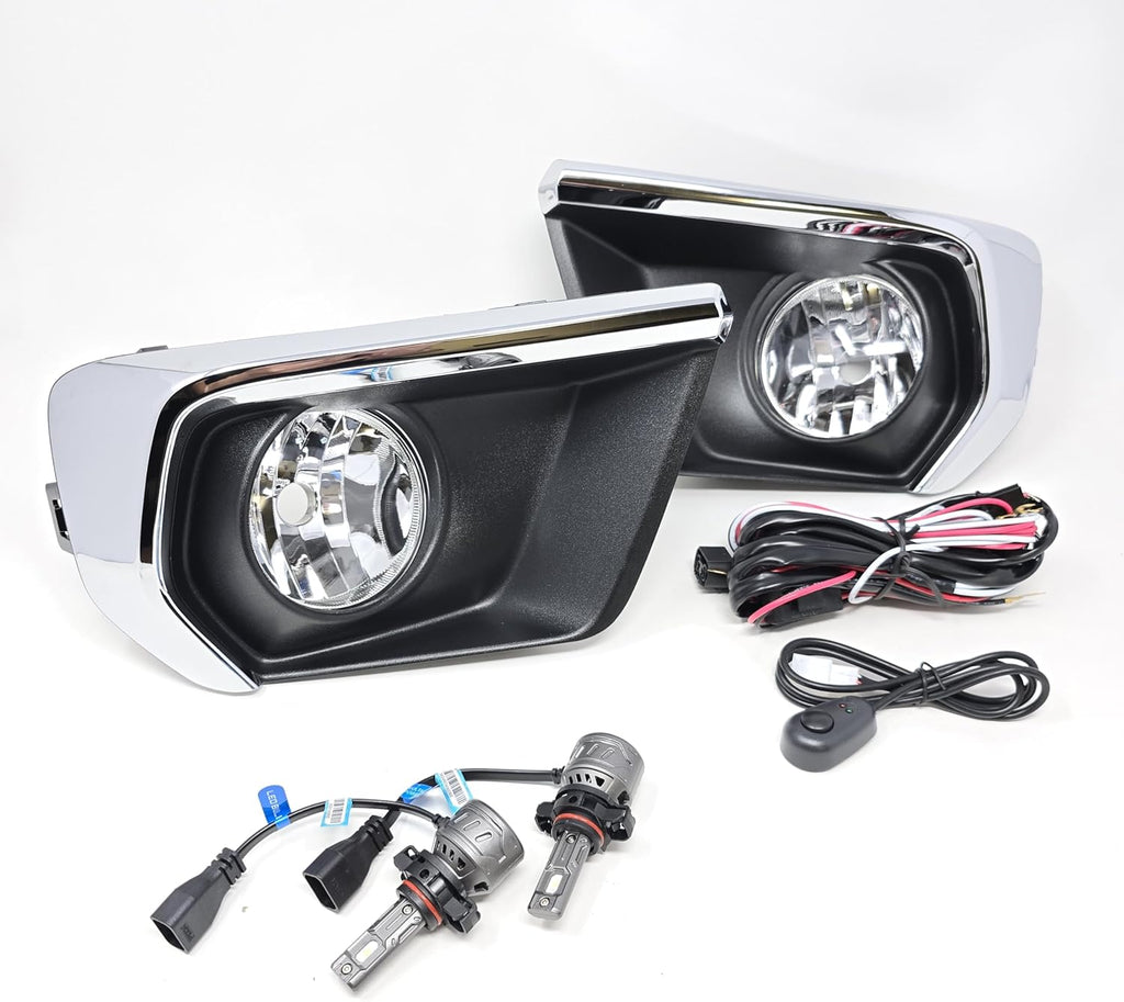 Clear Lens LED Fog Lights Kit For 2021-2022 Chevrolet Chevy Colorado with Wires Switch Chrome Bezel 5202 Bulbs Relay OEM# 15839896, GM2590104,84750570 / 84750569,GM1039271 GM1038271
