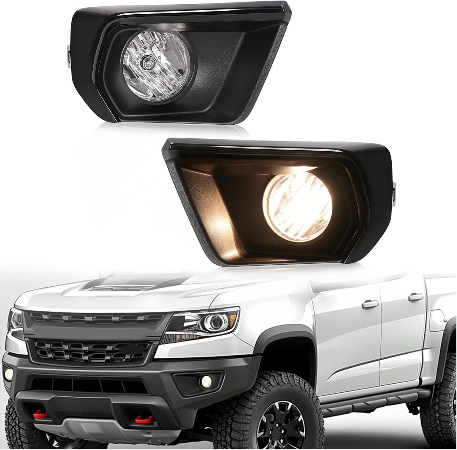 Clear Lens Fog Lights Kit For 2021-2022 Chevy Colorado with Bezel Switch Wire Bulbs OEM# 15839896,GM2590104,84750570 / 84750569 ,GM1039271 GM1038271