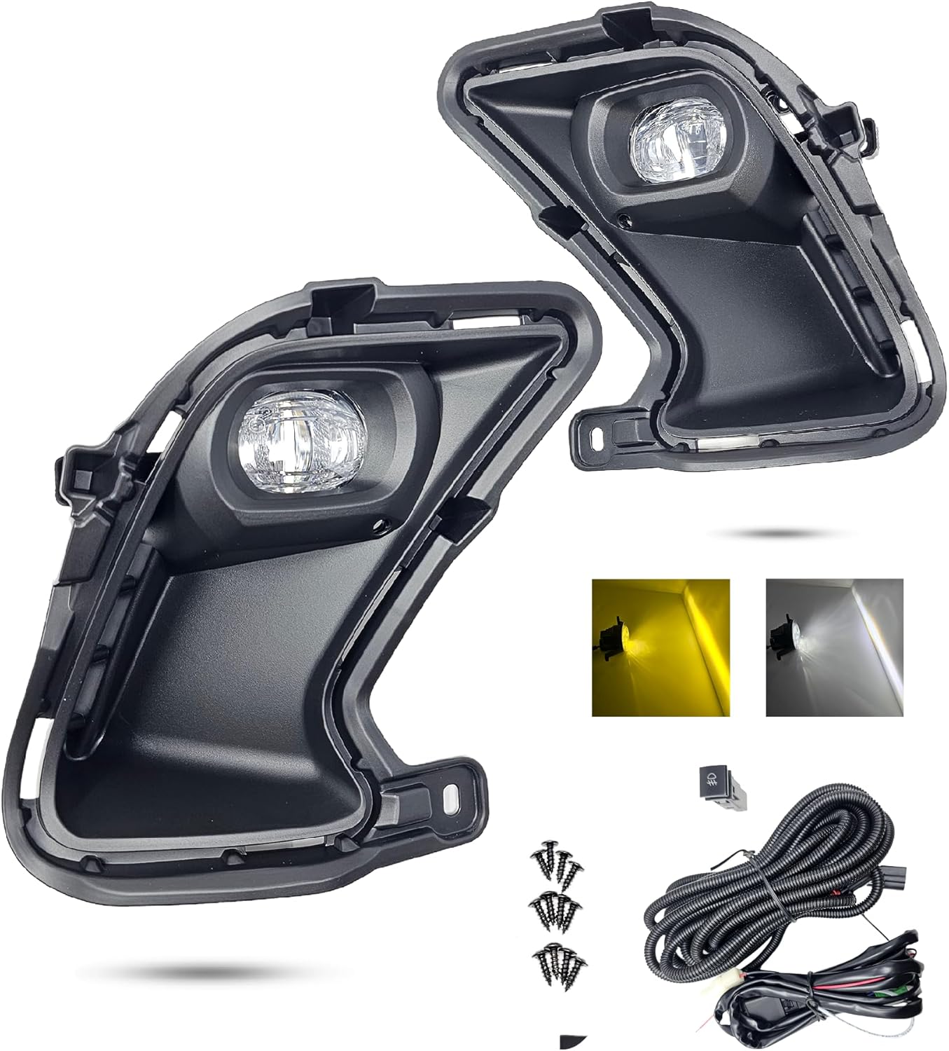 For 2024-2025 Toyota Grand Highlander XLE LIMITED PLATINUM HYBRID LED Dual Color White Yellow Fog Light Kit