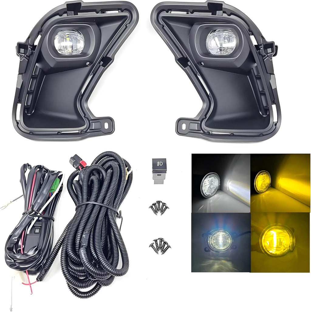 For 2024-2025 Toyota Grand Highlander XLE LIMITED PLATINUM HYBRID LED Dual Color White Yellow Fog Light Kit