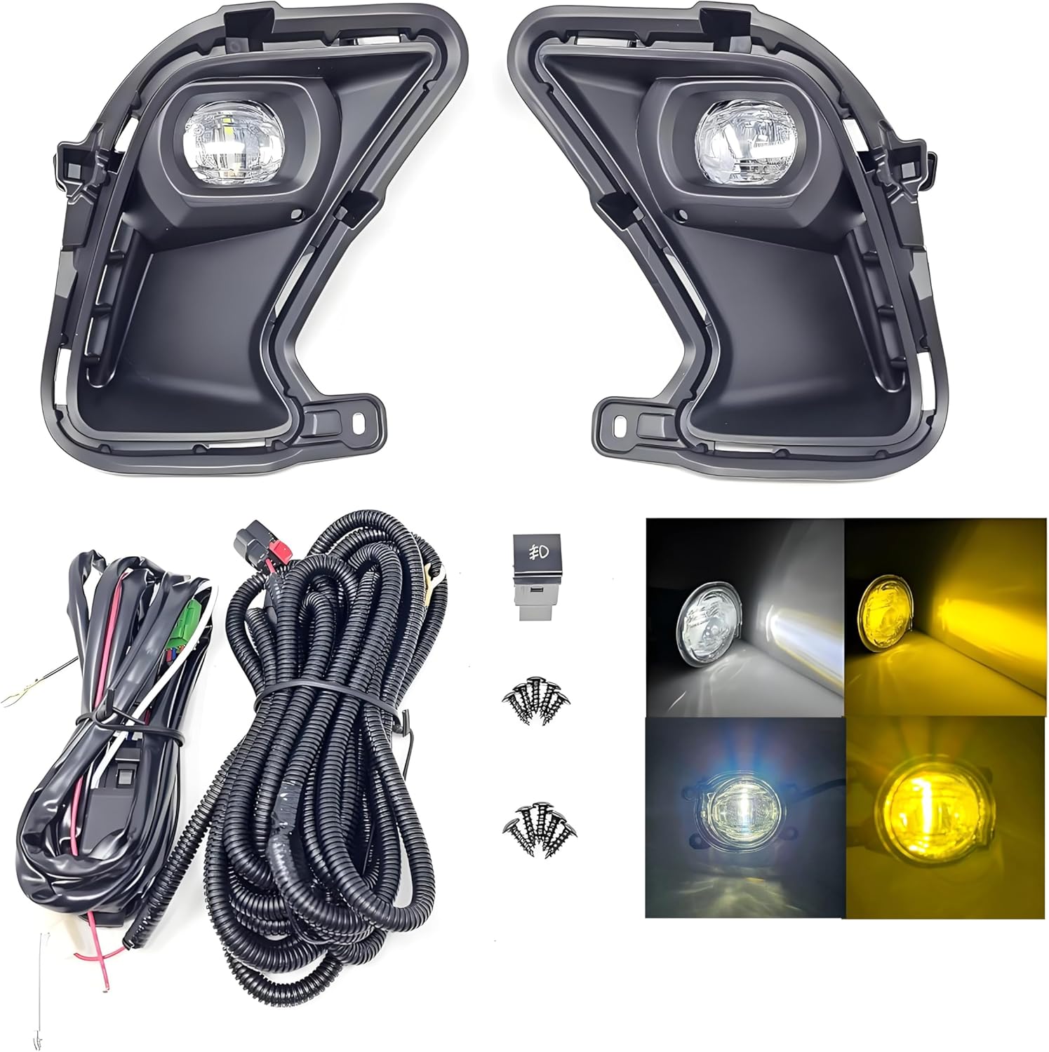 For 2024-2025 Toyota Grand Highlander XLE LIMITED PLATINUM HYBRID LED Dual Color White Yellow Fog Light Kit