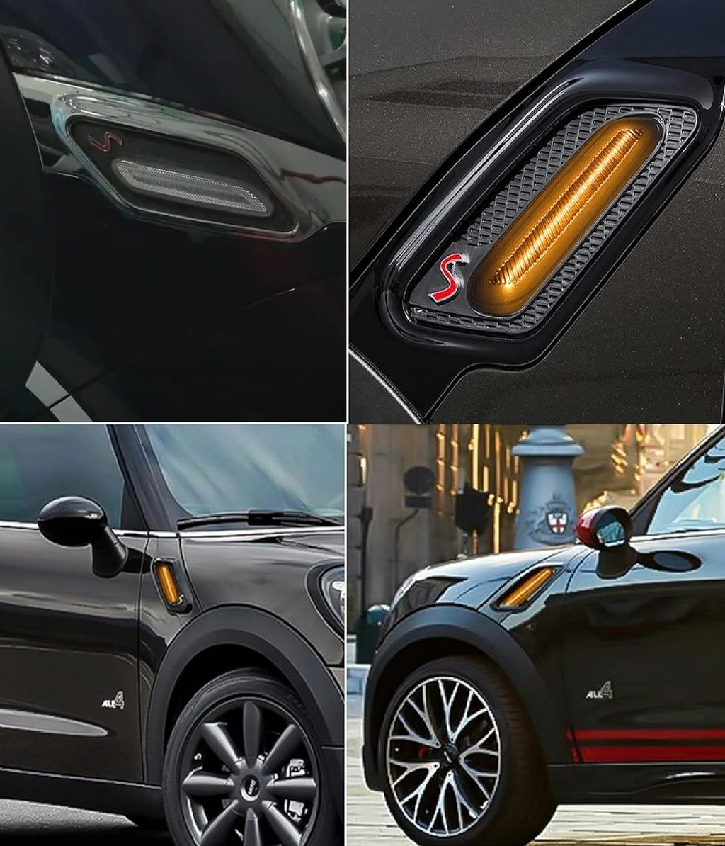 2x Clear Lens Amber LED Turn Signal Side Marker Lights For 2011 - 2017 Mini Cooper Countryman R60