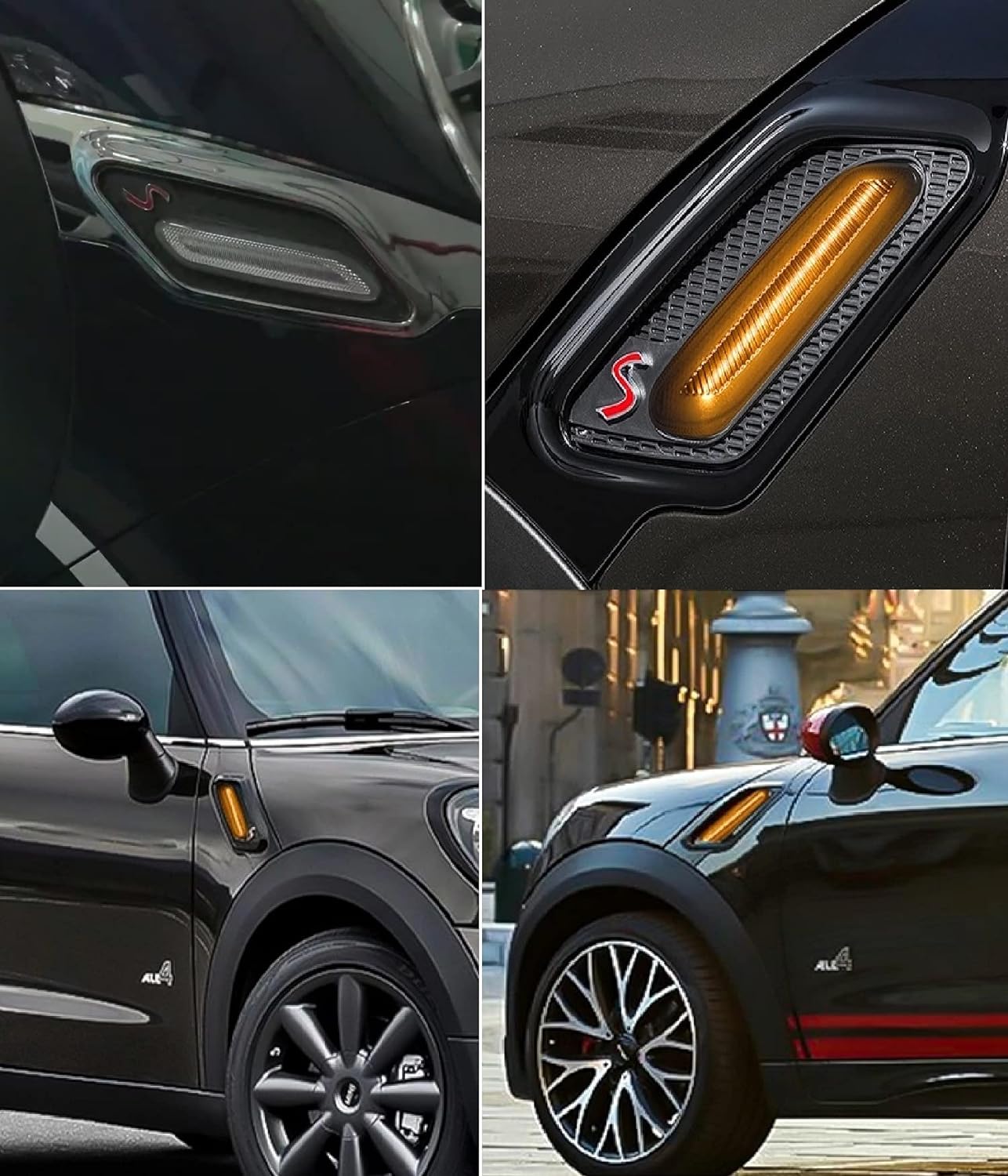 2x Clear Lens Amber LED Turn Signal Side Marker Lights For 2011 - 2017 Mini Cooper Countryman R60