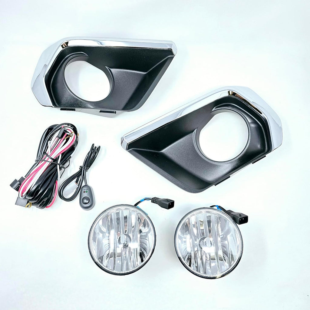 Clear Lens LED Fog Lights Kit For 2021-2022 Chevrolet Chevy Colorado with Wires Switch Chrome Bezel 5202 Bulbs Relay OEM# 15839896, GM2590104,84750570 / 84750569,GM1039271 GM1038271