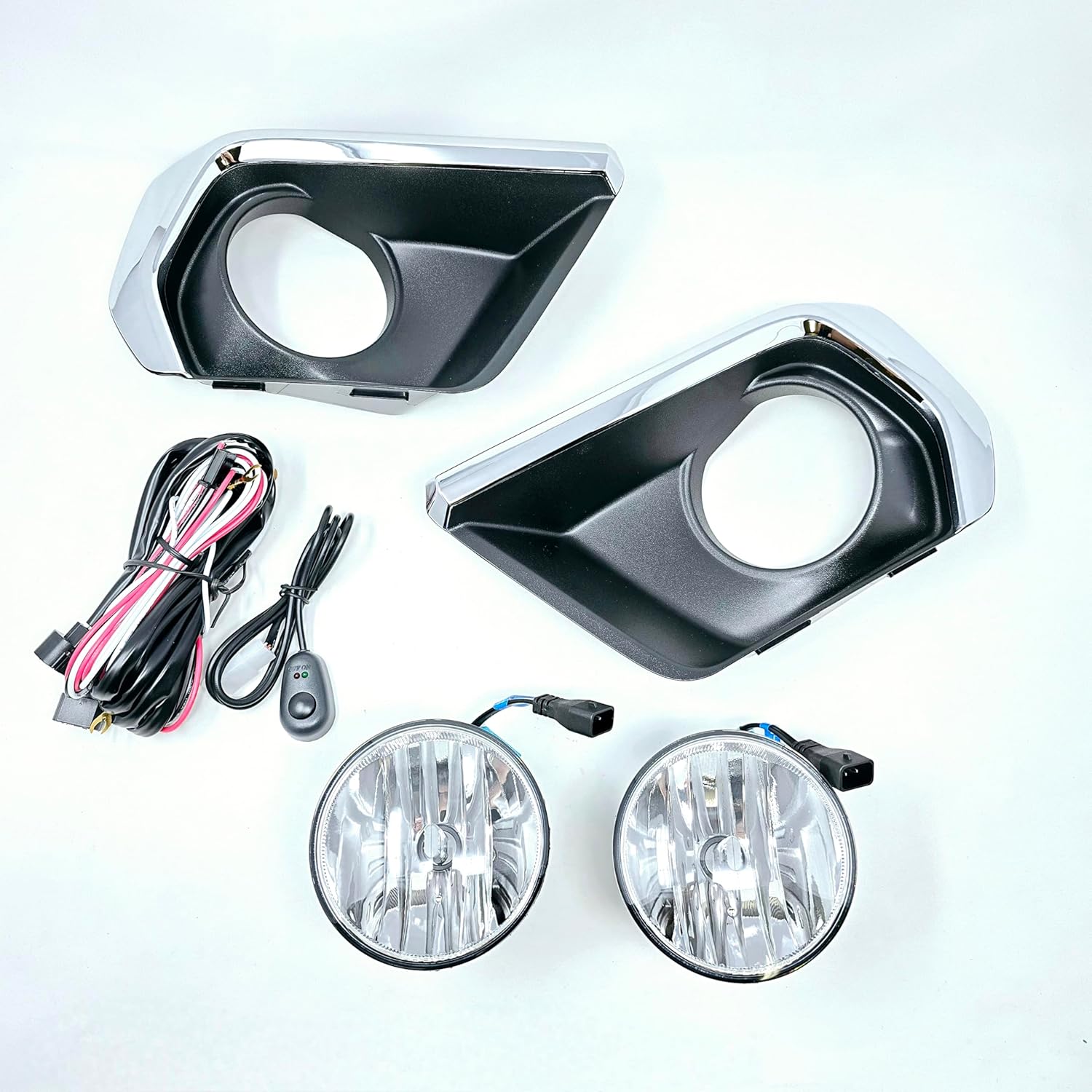 Clear Lens LED Fog Lights Kit For 2021-2022 Chevrolet Chevy Colorado with Wires Switch Chrome Bezel 5202 Bulbs Relay OEM# 15839896, GM2590104,84750570 / 84750569,GM1039271 GM1038271