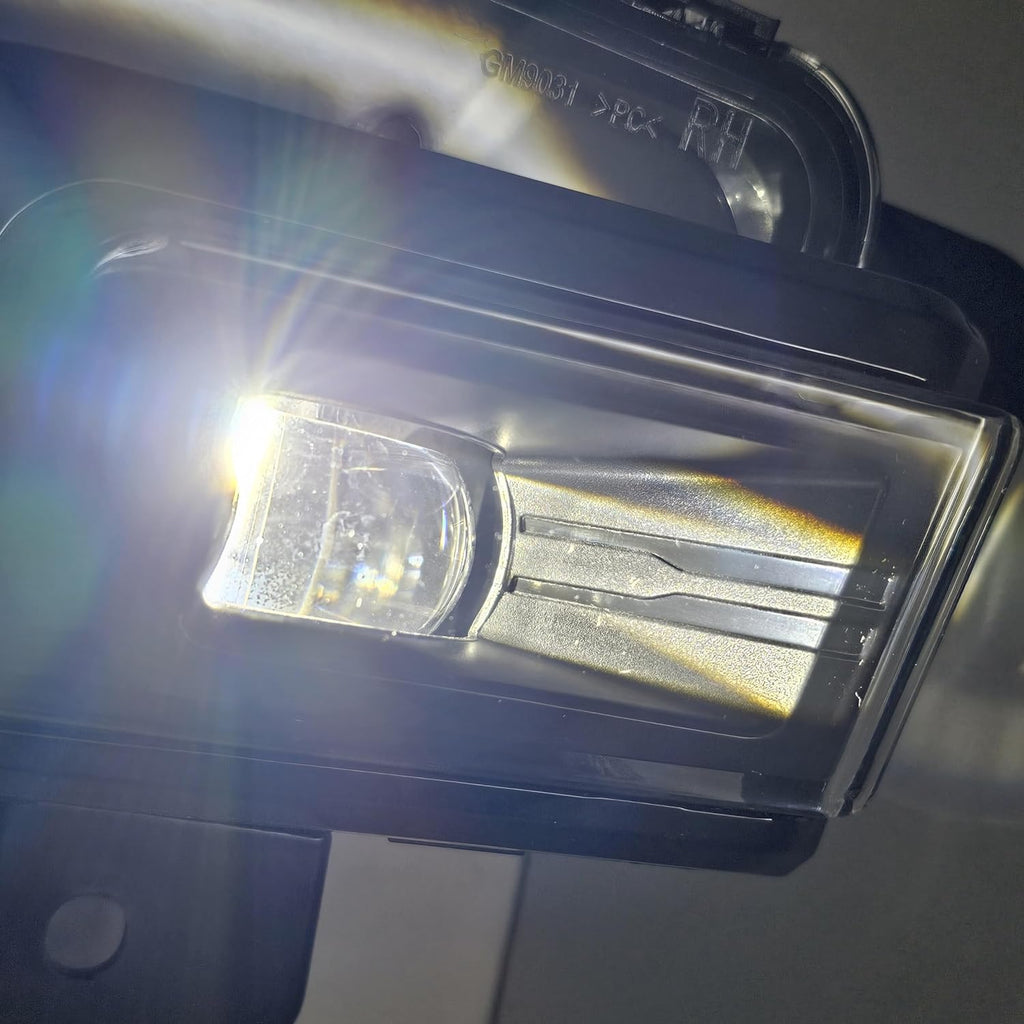 Clear Lens LED Fog Lights Kit For 2022 2023 2024 2025 GMC Sierra 1500  AT4 / DENALI / SLT / PRO / SLE / ELEVATION with Switch Wire Bezel White OEM#84550846 / 84550845 GM2593338 / GM2592338