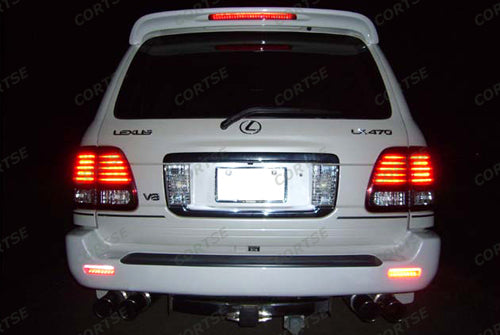 2x Clear Lens Bumper Reflector LED Tail Brake Light For Lexus LX470 Toyota Land Cruiser