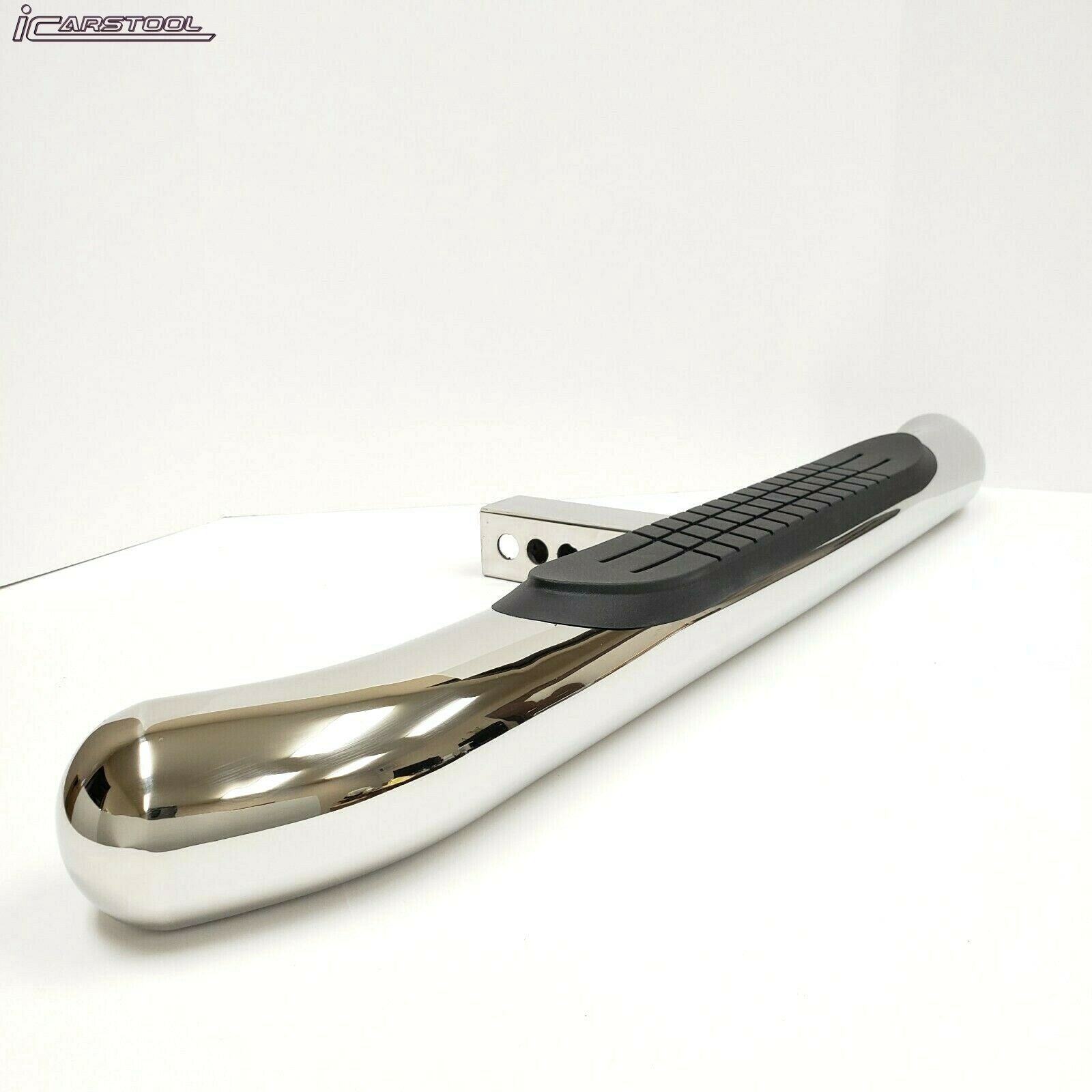 Polished Chrome 36" Towing Hitch Trailer Tow Hitch Step Bar 3" Round Curved Rear Bumper Guard for 2" Receiver SUV Pickup Truck (Chrome)