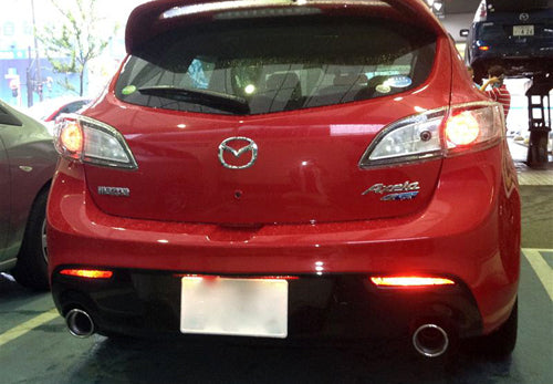 2x Red Lens LED Bumper Reflector Tail Brake Stop Light Rear Fog Light  For 2010 2011 2012 2013 Mazda3 MAZDASPEED3 JDM Mazda3 / Axela Sport/Sedan/Mazdaspeed BL5FW BLEAW BLEFW