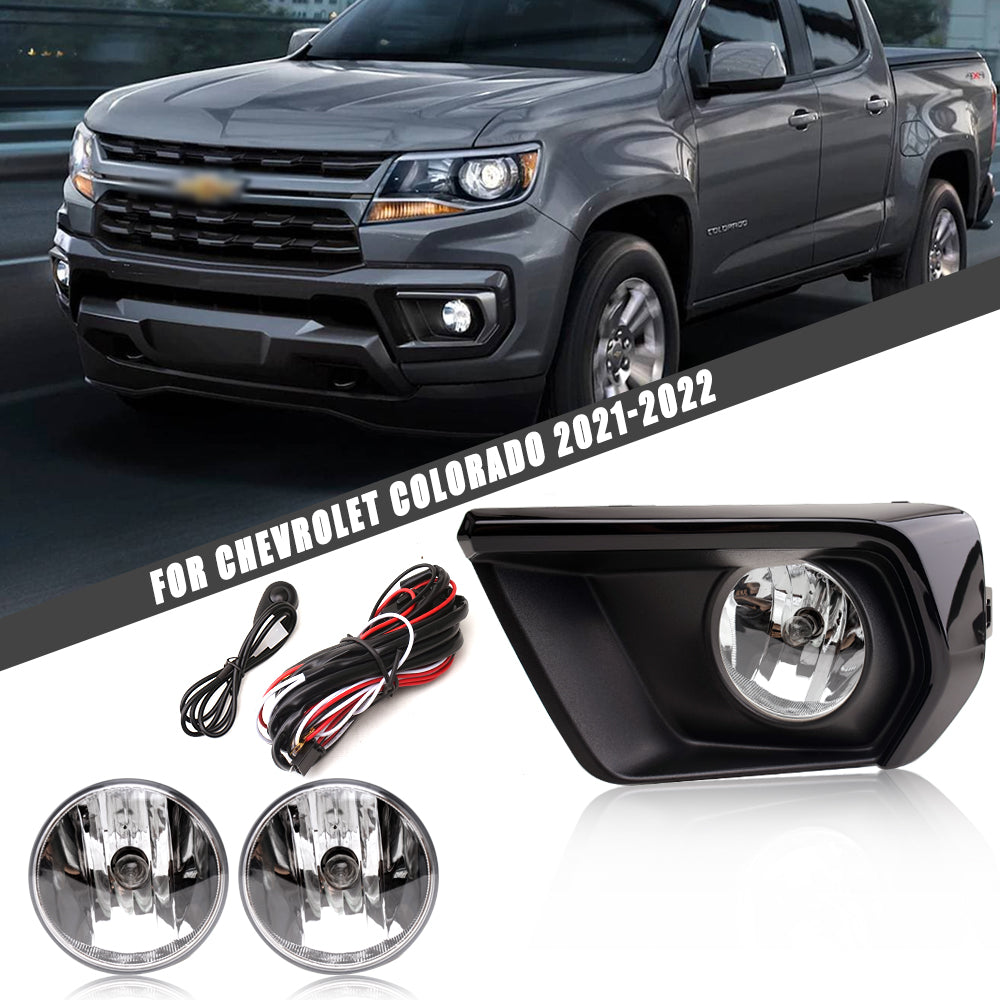 Clear Lens Fog Lights Kit For 2021-2022 Chevy Colorado with Bezel Switch Wire Bulbs OEM# 15839896,GM2590104,84750570 / 84750569 ,GM1039271 GM1038271