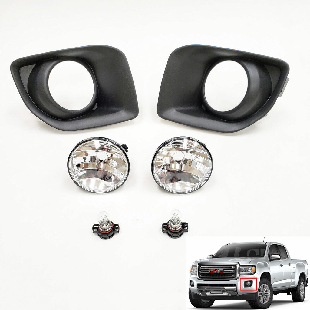 Fog Lights Kit for 2015 2016 2017 2018 2019 GMC Canyon, OE Style Clear Lens Fog Lamps Assembly