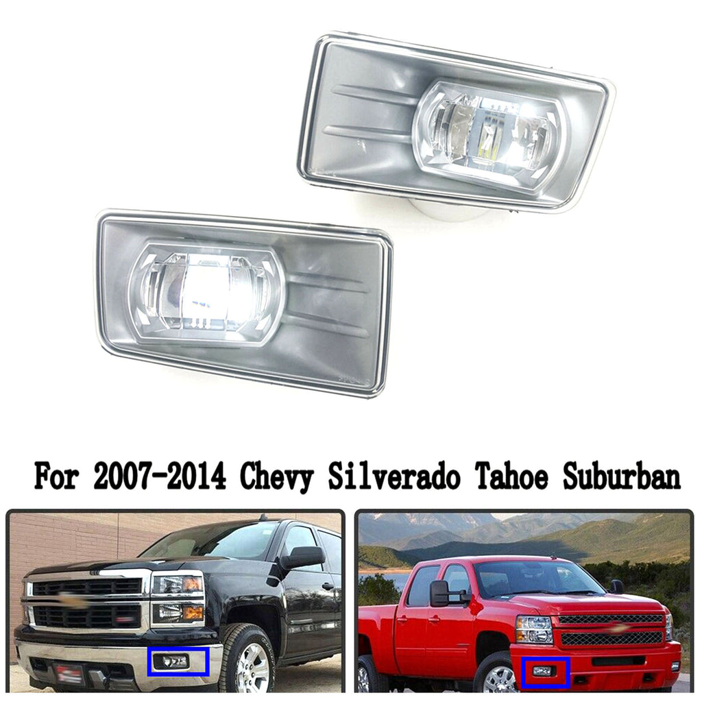 Built-in LED For 07-13 Chevrolet Avalanche Front Bumper Clear Fog Driving Lights Set with Off Road Package Model Only OEM#GM2593160 / GM2592160, 22872763 / 22872762