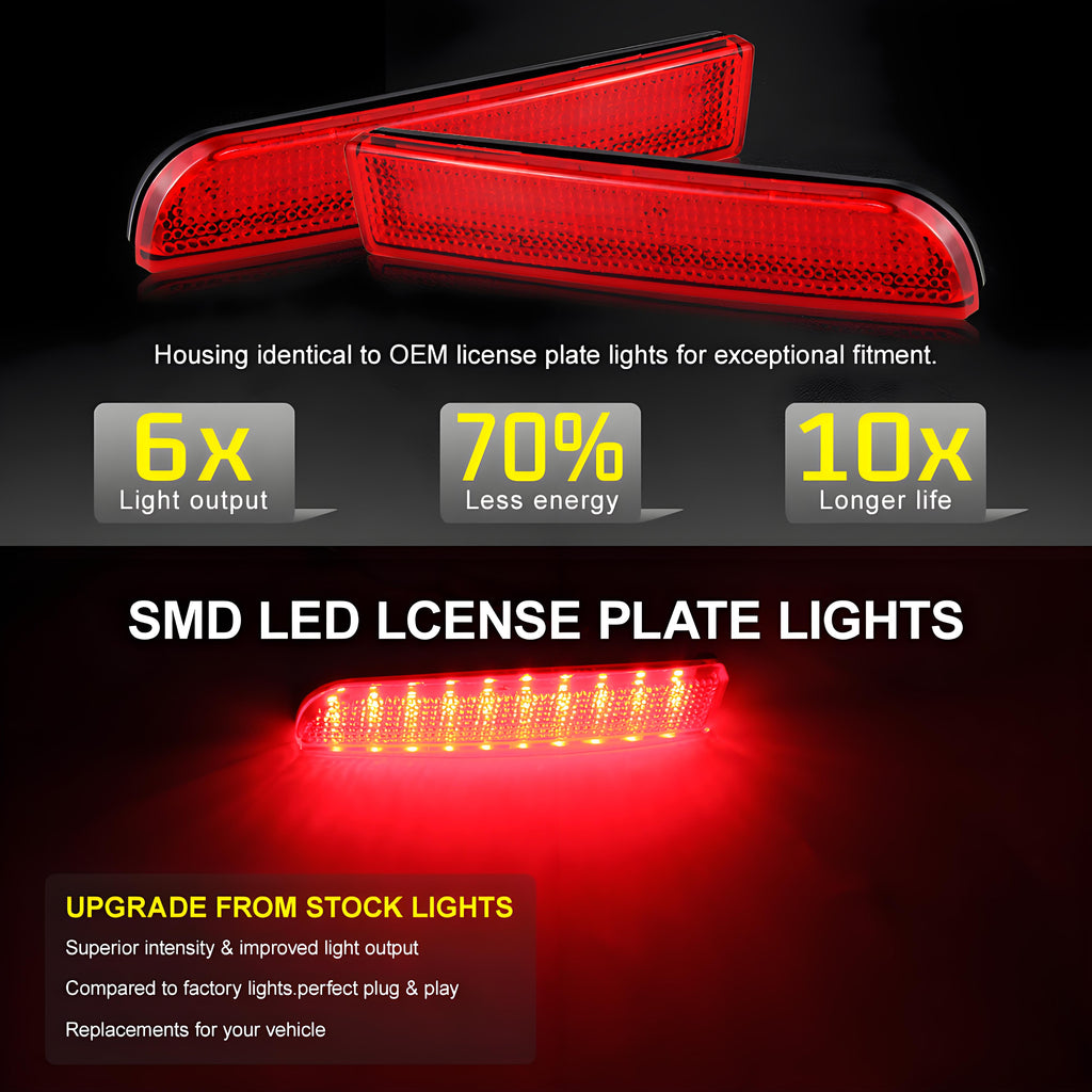 For 2008-2017 Mitsubishi Lancer EVO 2x Red Lens LED Bumper Reflect Brake Light Lamps