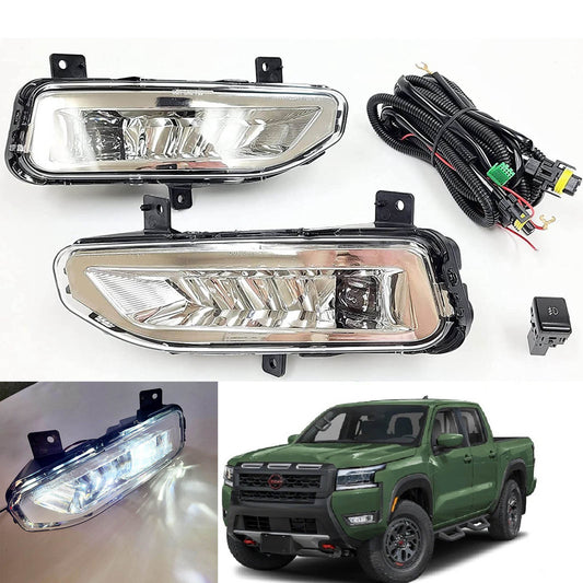 Clear Lens LED Fog Lights Kit For 2022-2025 Nissan Frontier with Wires Switch Relay 6000K White OEM#261558995A, 261508995A NI2592139, NI2593139