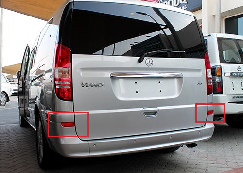 Red Lens LED Rear Bumper Reflector Brake Lights For 03-14 Mercedes-Benz Viano OEM#A6398260040, A6398260140, A6398260440, A6398260540