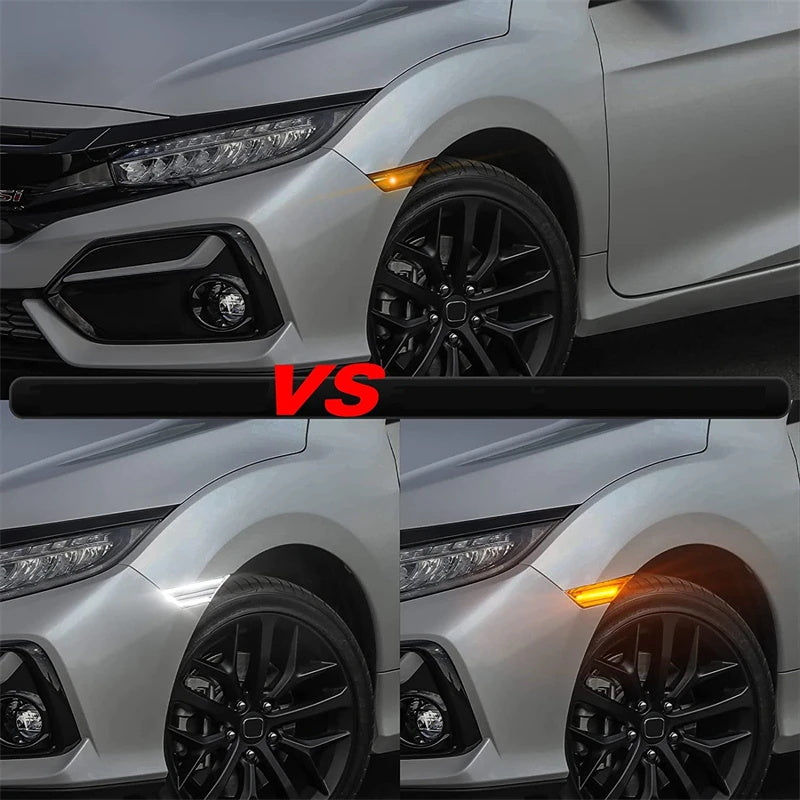 LED Front Black Bumper Amber Side Marker Turn Signal Light & DRL For Honda Civic OEM#33850TBAA02/33800TBAA02, 33850-TBA-A02, 33850-TBA-A01; 33800-TBA-A02, 33800-TBA-A01; 34300-TET-H01, 34350-TET-H01
