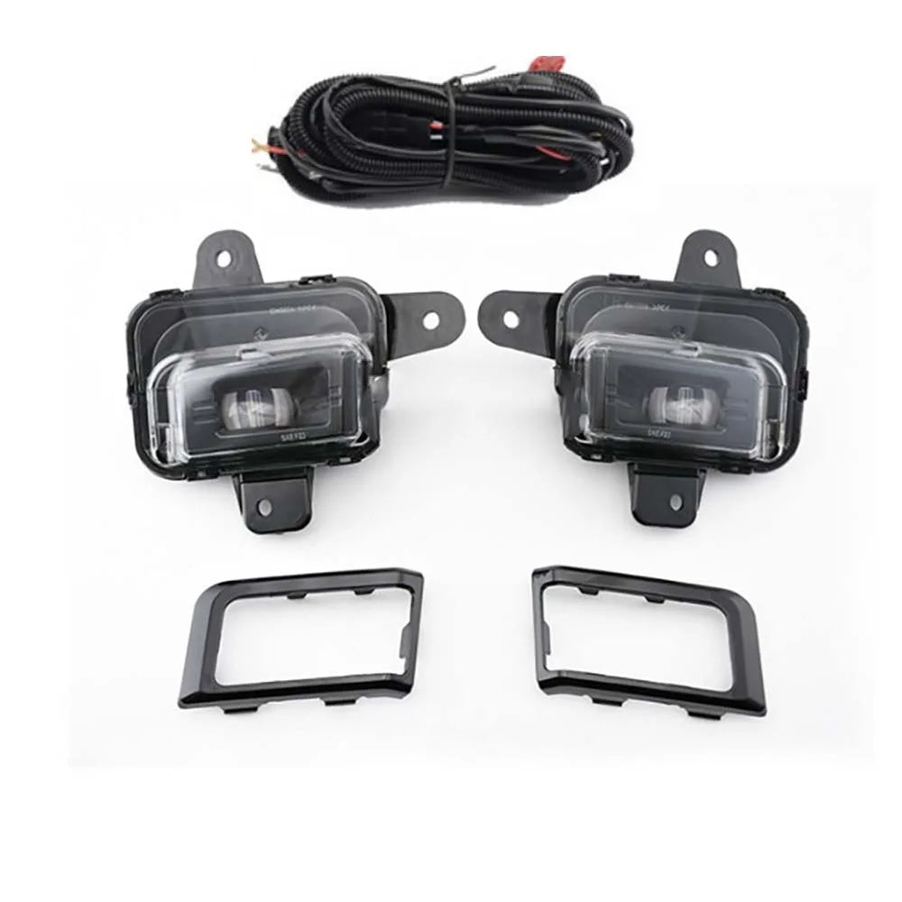 Clear Lens LED Fog Lights Kit For 2022 2023 2024 2025 GMC Sierra 1500  AT4 / DENALI / SLT / PRO / SLE / ELEVATION with Switch Wire Bezel White OEM#84550846 / 84550845 GM2593338 / GM2592338