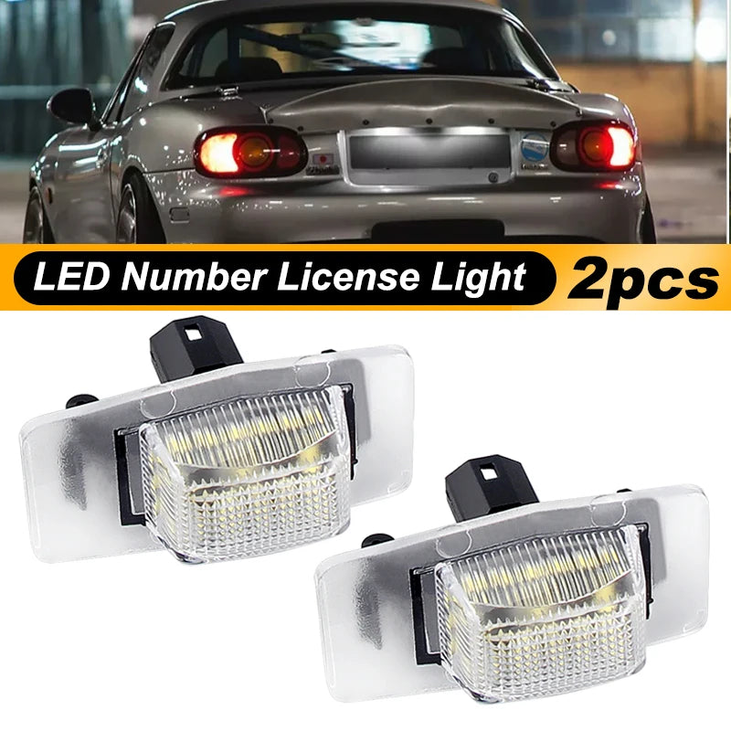 2x White LED License Plate Lights Lamps For Mazda Miata/Tribute/MPV/Protege