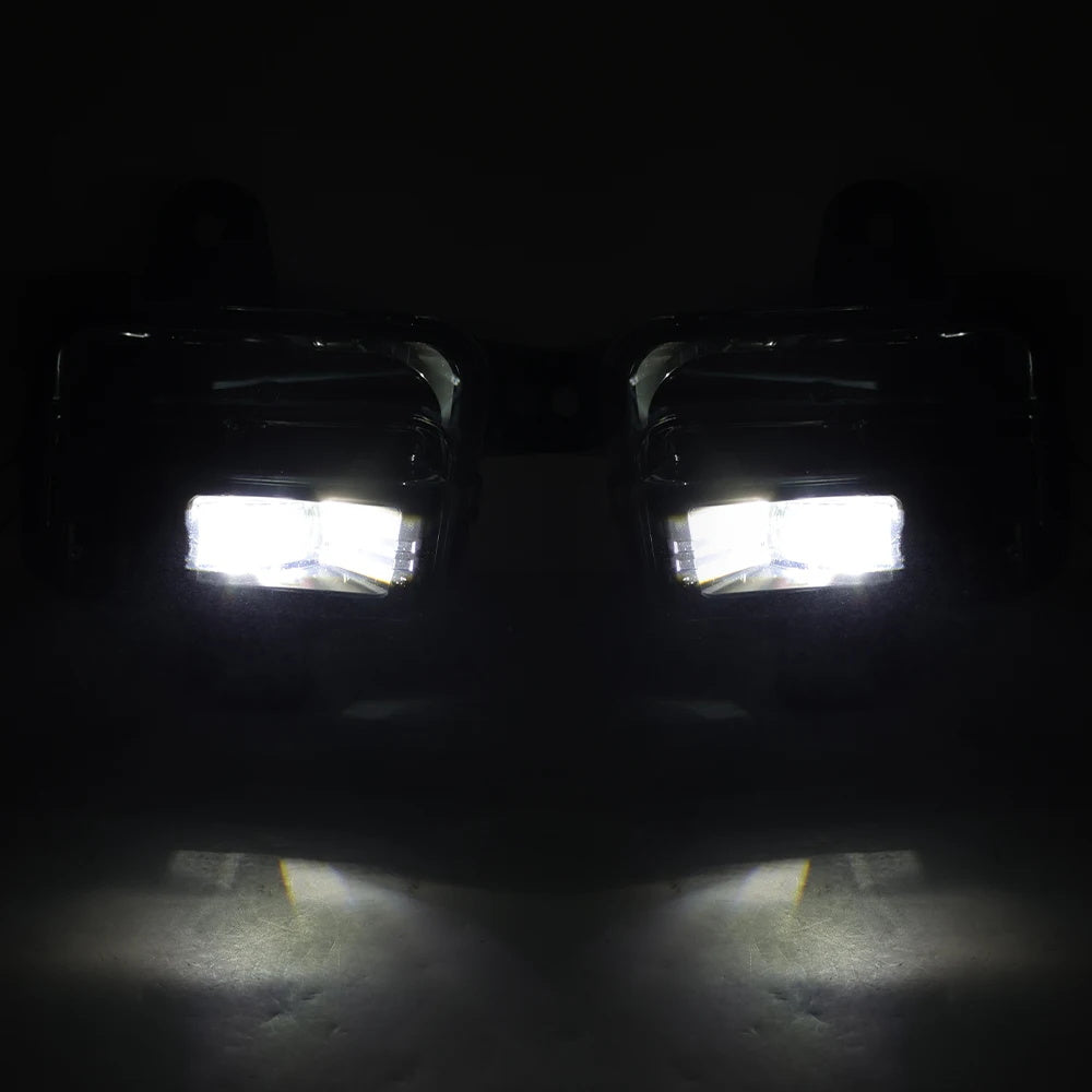 Clear Lens LED Fog Lights Kit For 2022 2023 2024 2025 GMC Sierra 1500  AT4 / DENALI / SLT / PRO / SLE / ELEVATION with Switch Wire Bezel White OEM#84550846 / 84550845 GM2593338 / GM2592338