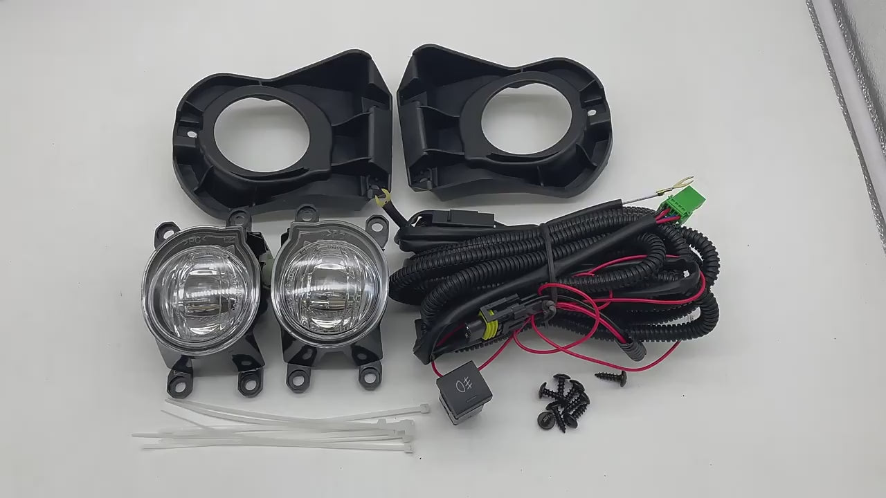 For 2022 2023 2024 Toyota Corolla Cross 6000k White LED Fog Light Kit Assembly Upgrade - OE Style Aftermarket Parts - Clear Lens Complete with Bezels Switch  and Wires