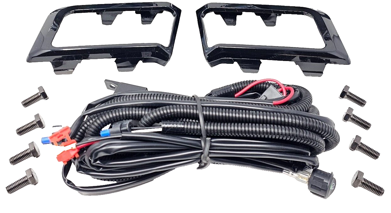 Clear Lens LED Fog Lights Kit For 2022 2023 2024 2025 GMC Sierra 1500  AT4 / DENALI / SLT / PRO / SLE / ELEVATION with Switch Wire Bezel White OEM#84550846 / 84550845 GM2593338 / GM2592338