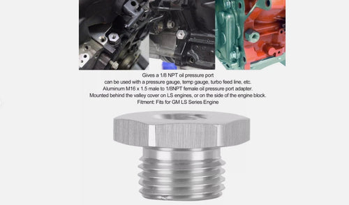 1PC LS Swap Oil Pressure Sensor Adapter M16 1.5 to 1/8 NPT For All GM LS Engines