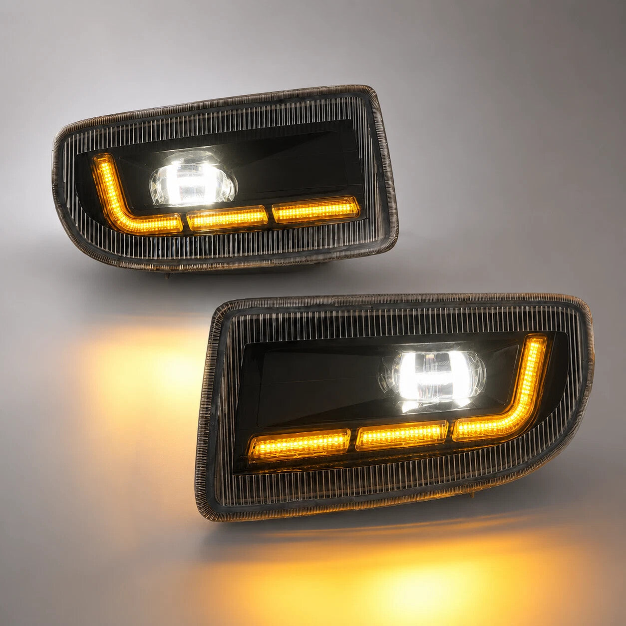 Dual Color LED Fog Signal DRL Light Kit for1998-2007 Toyota Land Cruiser as Functions White DRL Light,Amber Signal Lights OEM# TO2592101 / TO2593101