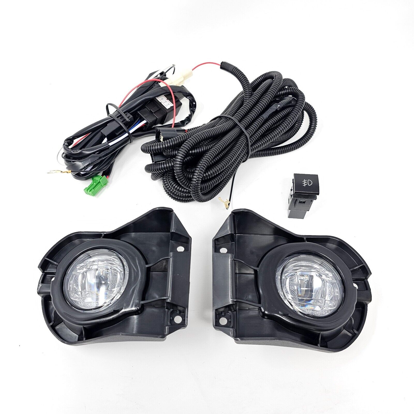 For 2022 2023 2024 Toyota Corolla Cross 6000k White LED Fog Light Kit Assembly Upgrade - OE Style Aftermarket Parts - Clear Lens Complete with Bezels Switch  and Wires