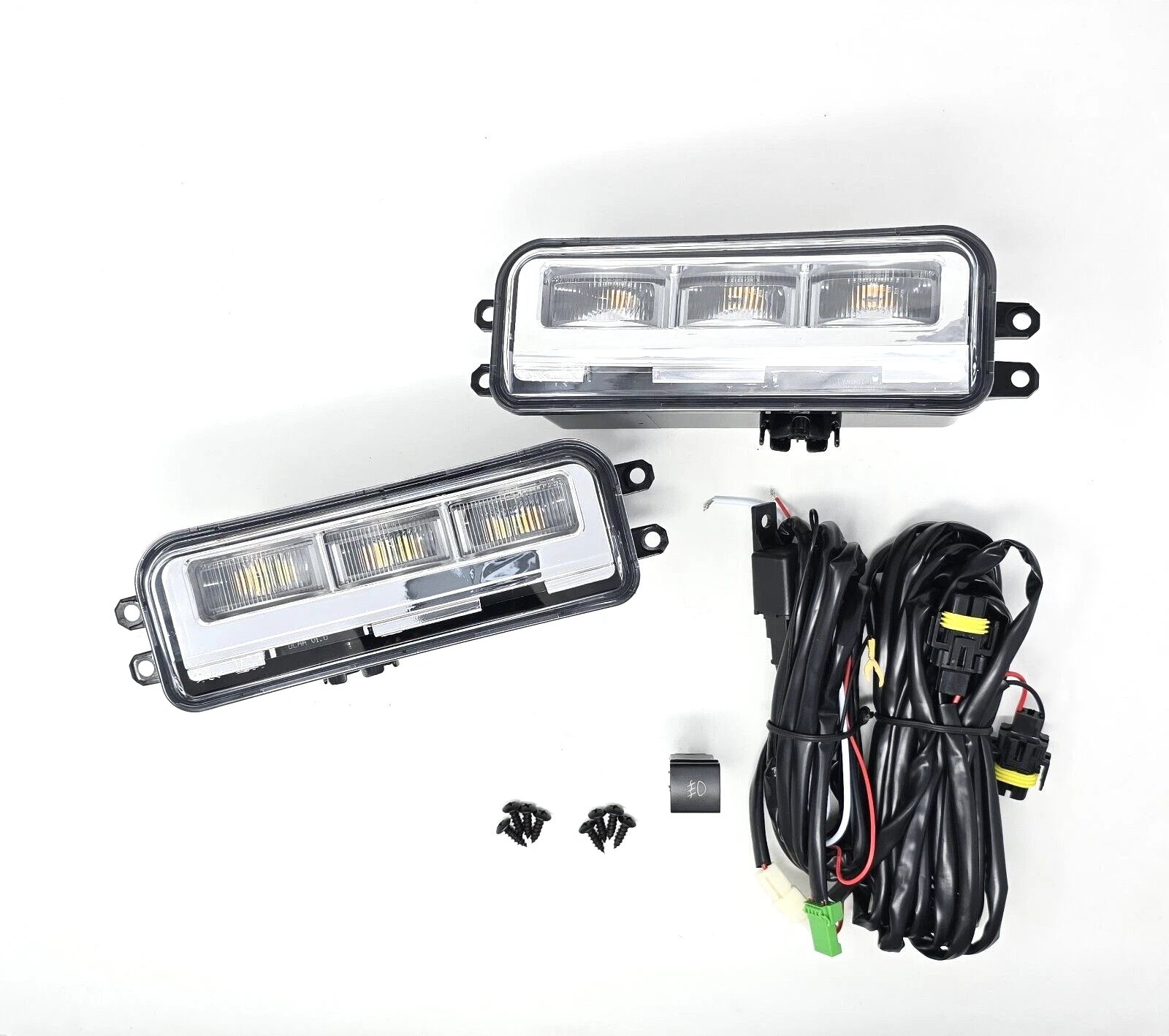 Clear Lens LED Fog Light Kit For 2023-2025 Toyota Sequoia with Wires Switch Relay Dual-Colors With Additional Signal Light Function