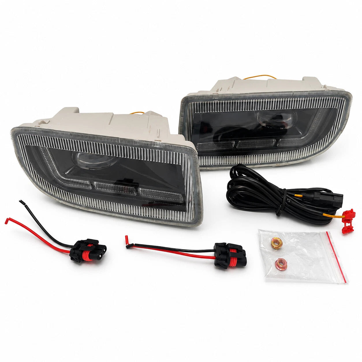 Dual Color LED Fog Signal DRL Light Kit for1998-2007 Toyota Land Cruiser as Functions White DRL Light,Amber Signal Lights OEM# TO2592101 / TO2593101