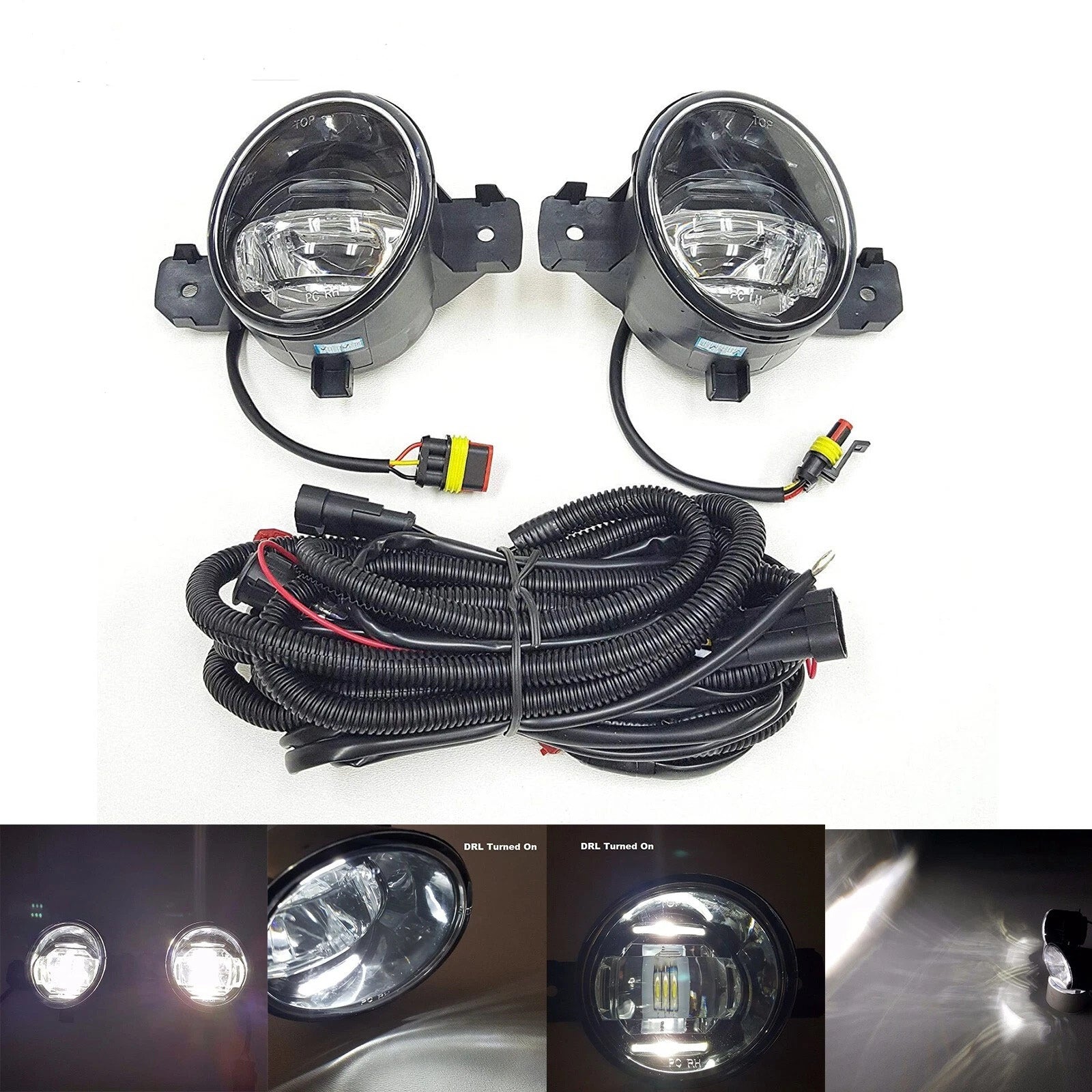 For 2013 Infiniti JX35 2DR Front Bumper Clear Fog Light LED DRL with Wire Switch OEM#261509B91D / 261559B91D, NI2593122 / NI2592122